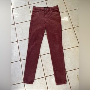 J BRAND Mauve Rose MARIA High-Rise Velvet Skinny Jeans in Warm Sable Sz 28